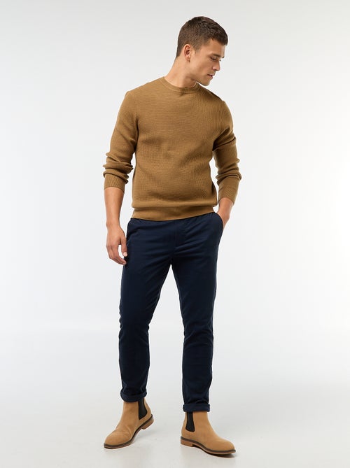 Camisola gola redonda texturizada lisa - Kiabi