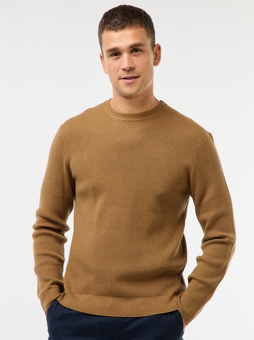 Camisola gola redonda texturizada lisa - Kiabi