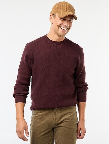 Camisola gola redonda texturizada lisa