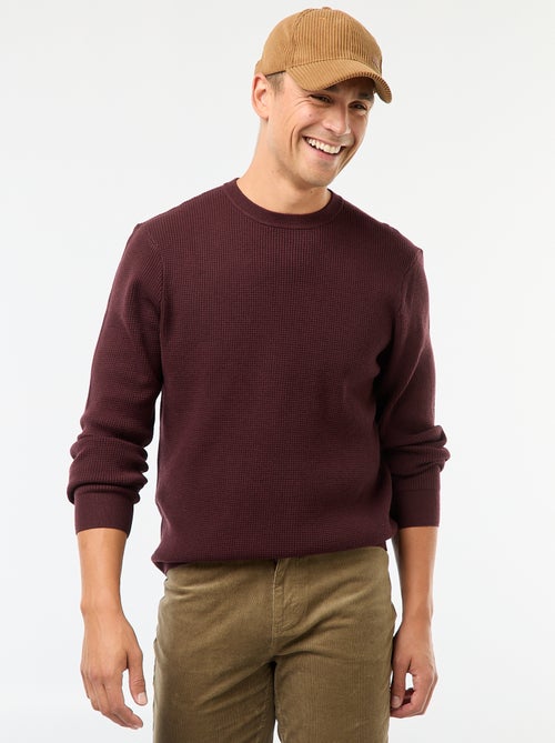 Camisola gola redonda texturizada lisa - Kiabi