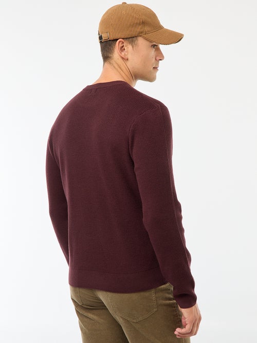 Camisola gola redonda texturizada lisa - Kiabi