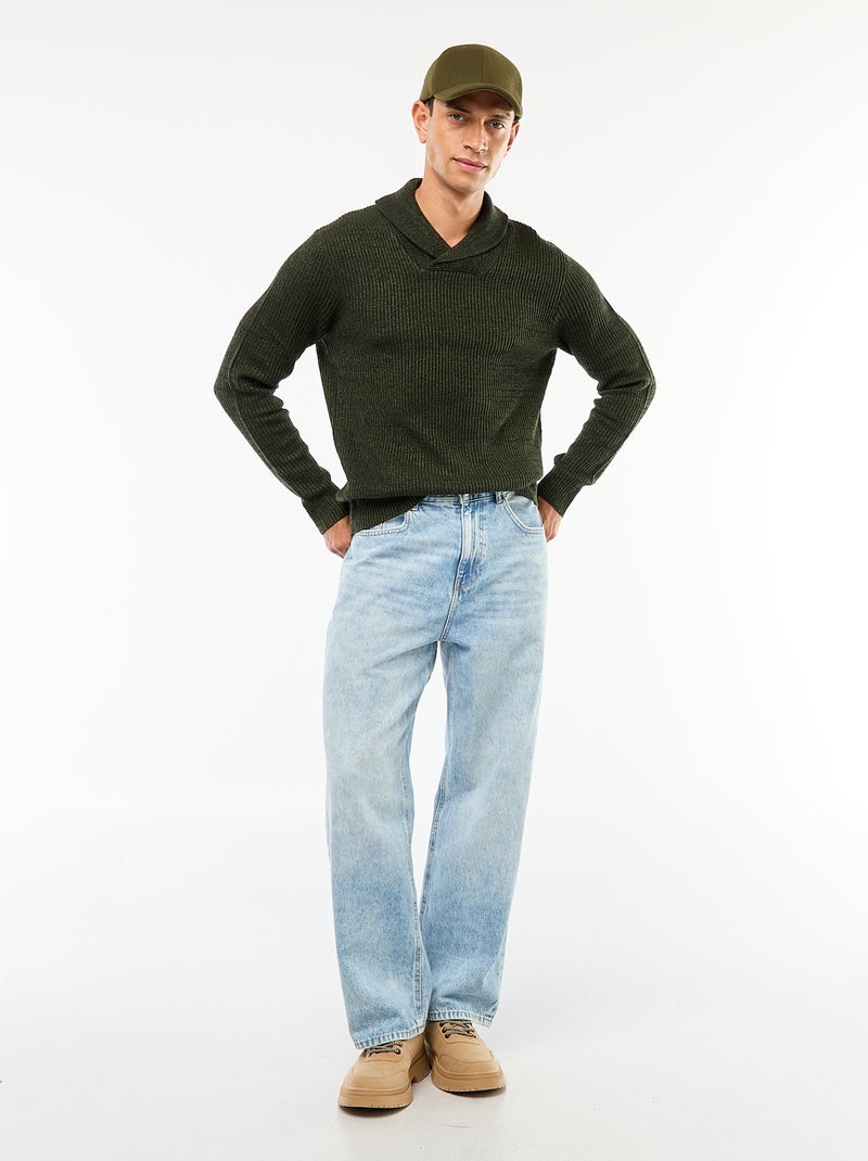 Camisola gola xaile lisa Caqui - Kiabi