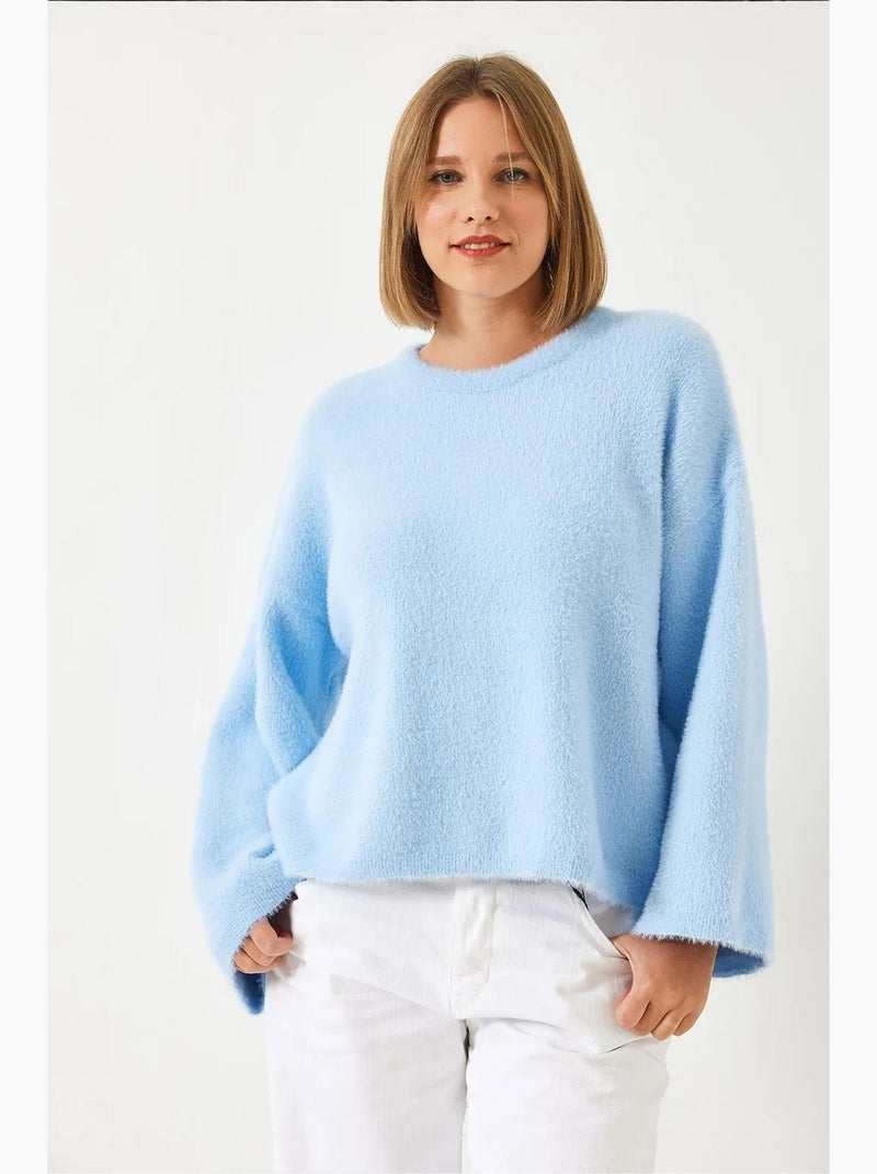 Camisola grande e macia de manga larga lucci Azul-céu - Kiabi