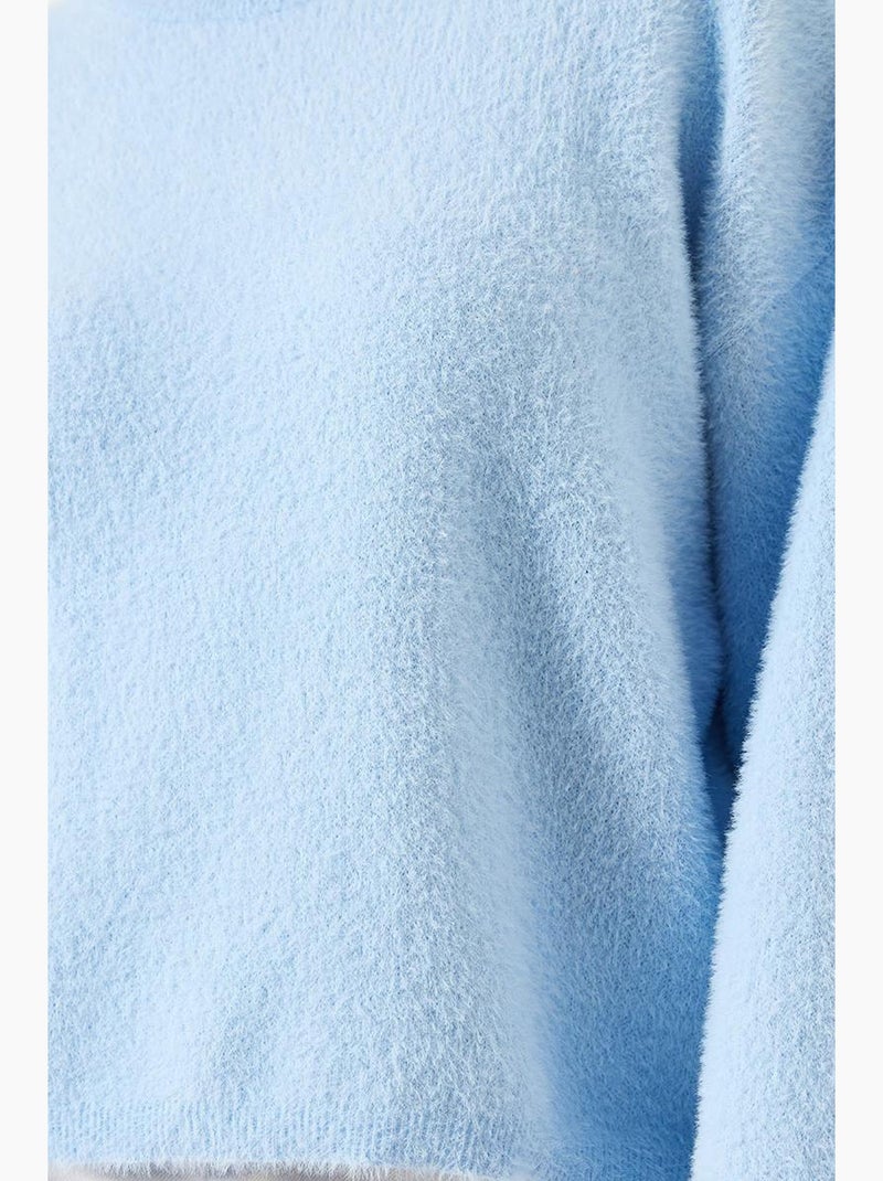 Camisola grande e macia de manga larga lucci Azul-céu - Kiabi