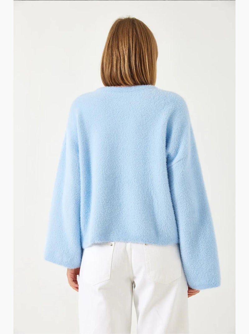 Camisola grande e macia de manga larga lucci Azul-céu - Kiabi