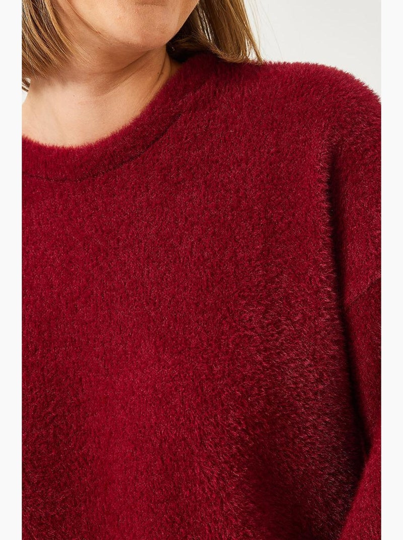 Camisola grande e macia de manga larga lucci Vermelho bordô - Kiabi