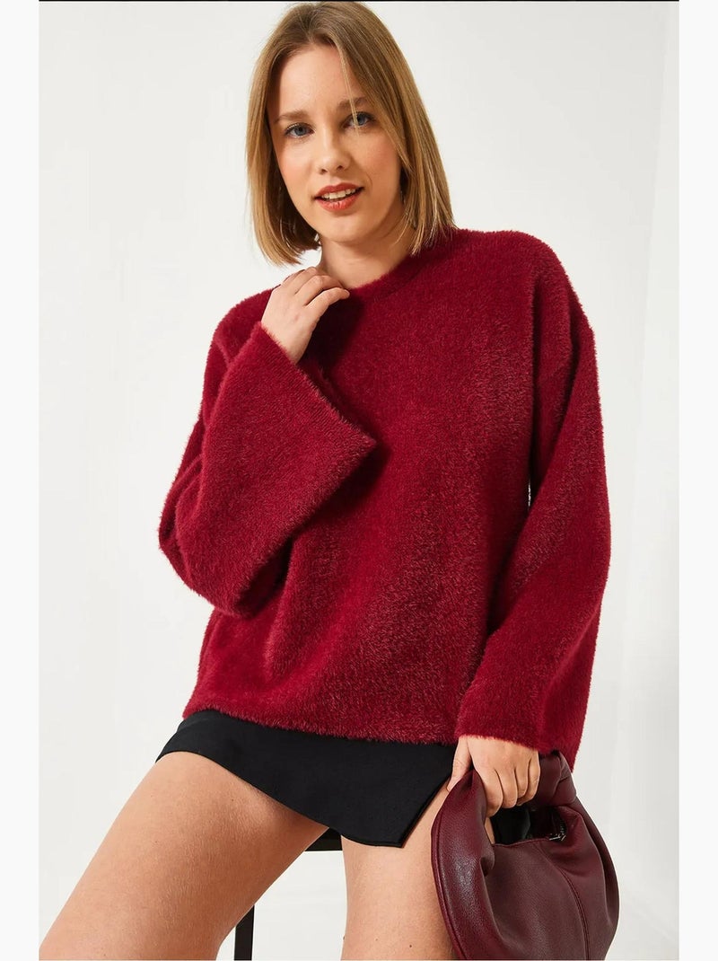 Camisola grande e macia de manga larga lucci Vermelho bordô - Kiabi