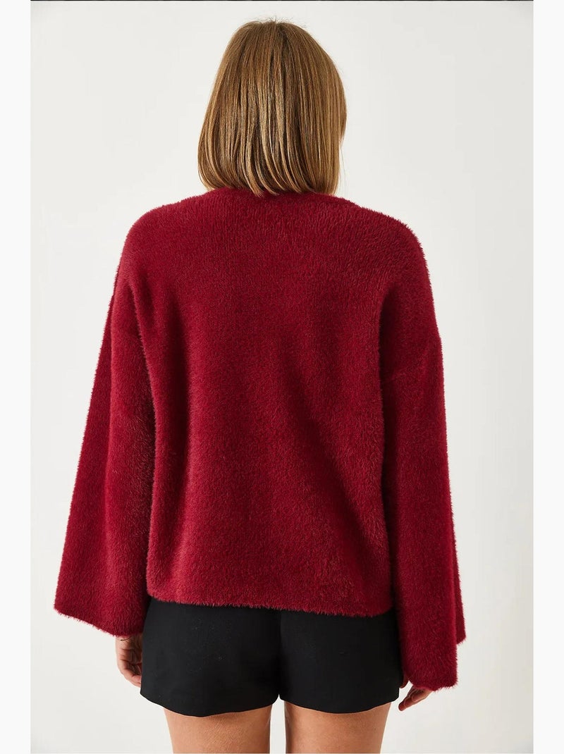 Camisola grande e macia de manga larga lucci Vermelho bordô - Kiabi