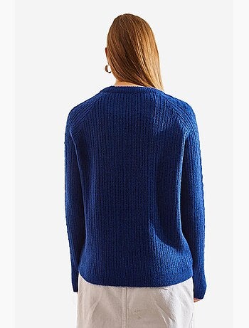 Camisola grossa de gola redonda com padrão lucci
