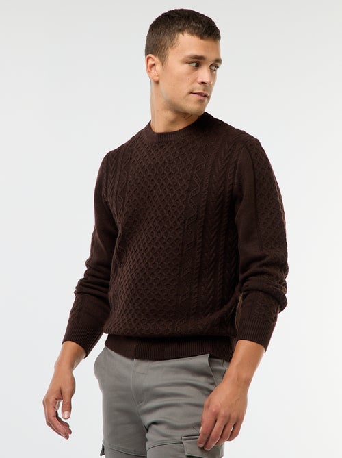 Camisola grossa de malha com torcidos - Kiabi