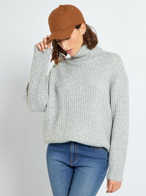 Camisola grossa de malha de gola alta - Kiabi