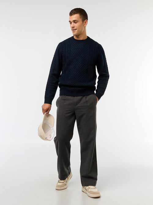 Camisola grossa de malha torcida lisa - Kiabi