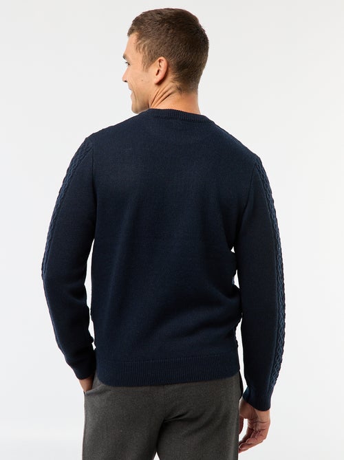 Camisola grossa de malha torcida lisa - Kiabi