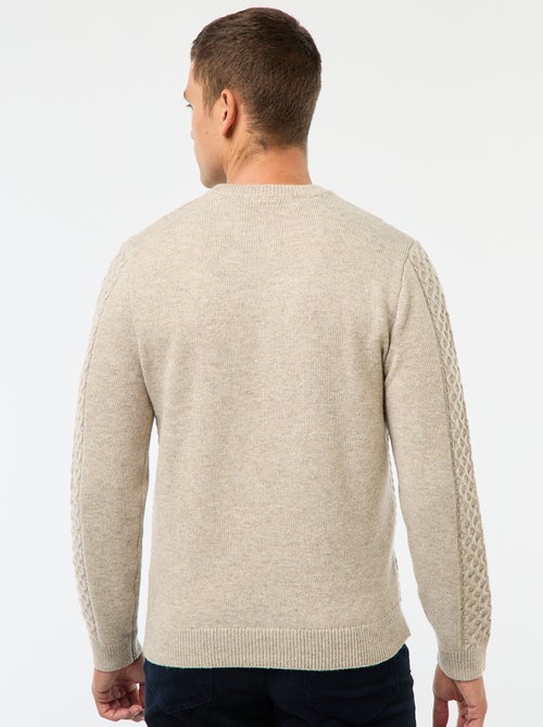 Camisola grossa de malha torcida lisa - Kiabi