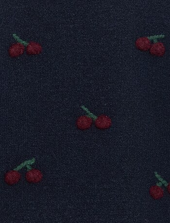 Camisola efeito lã com bordados 'cerejas'