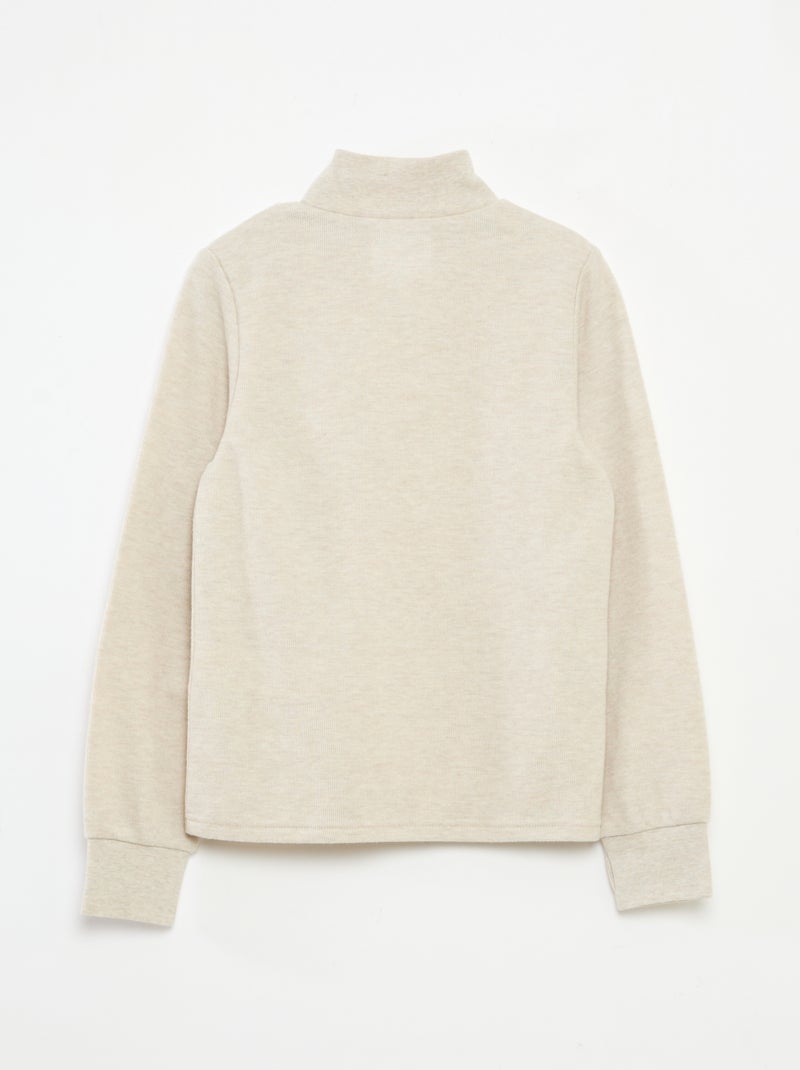 Camisola interior com bordado em algodão liso Bege - Kiabi