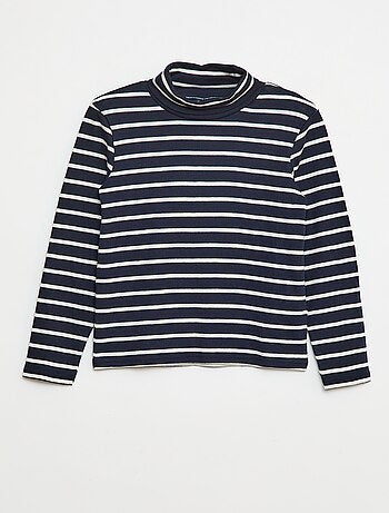 Camisola interior de gola alta com riscas