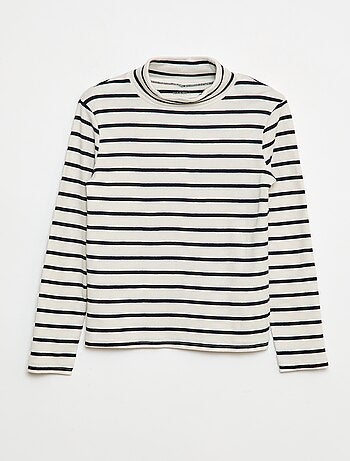 Camisola interior de gola alta com riscas