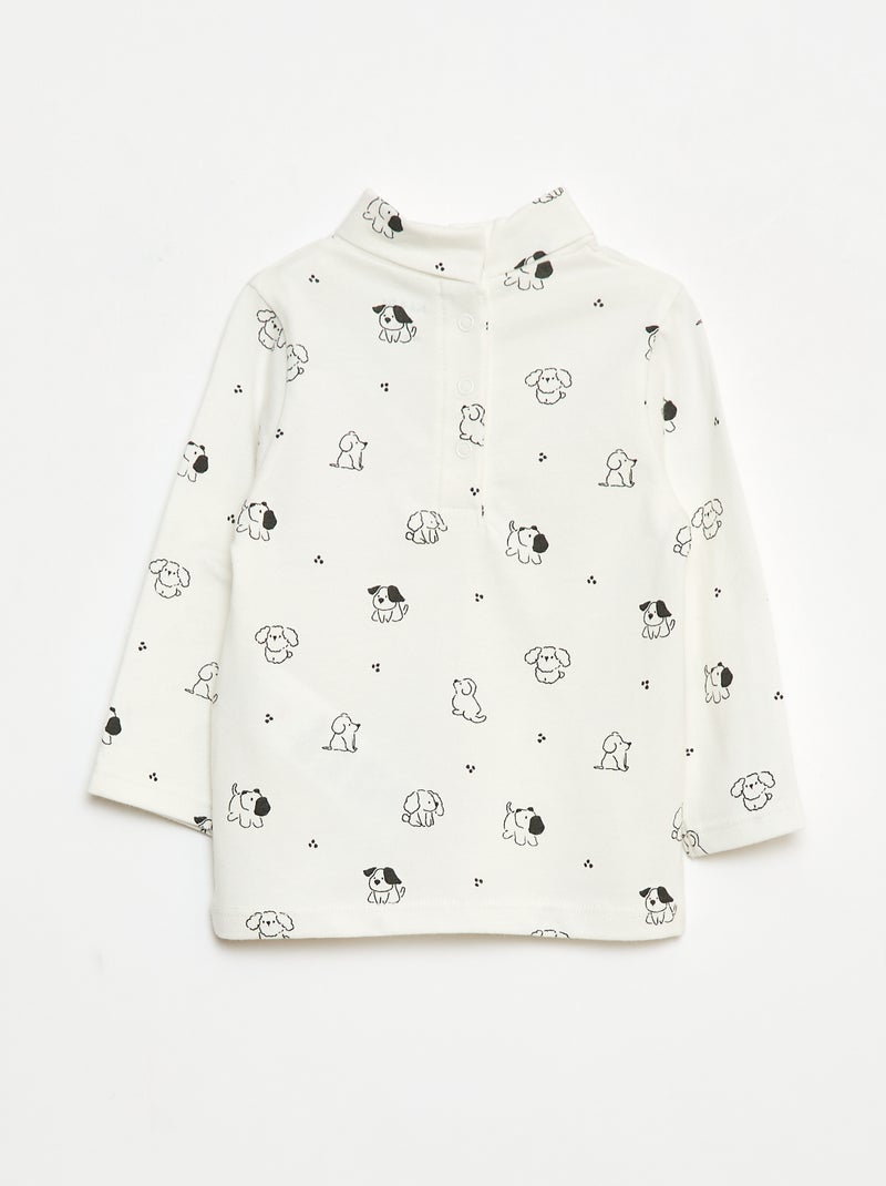 Camisola interior de gola alta com estampado Branco - Kiabi