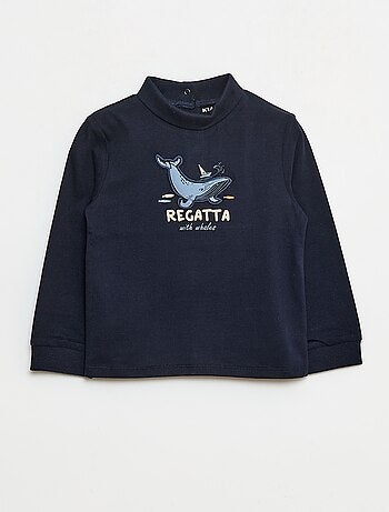 Camisola interior de gola alta com estampado em relevo