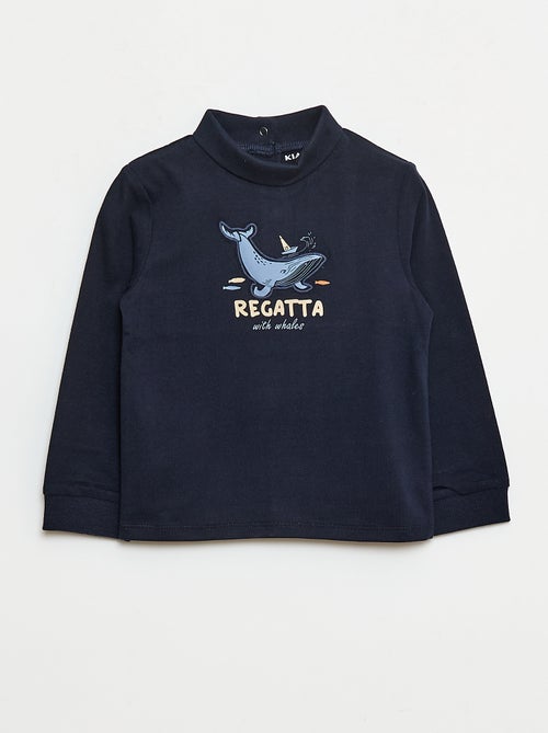 Camisola interior de gola alta com estampado em relevo - Kiabi