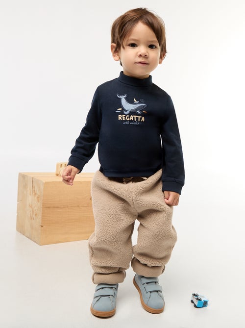 Camisola interior de gola alta com estampado em relevo - Kiabi