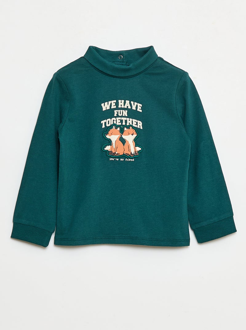 Camisola interior de gola alta com estampado em relevo Verde - Kiabi