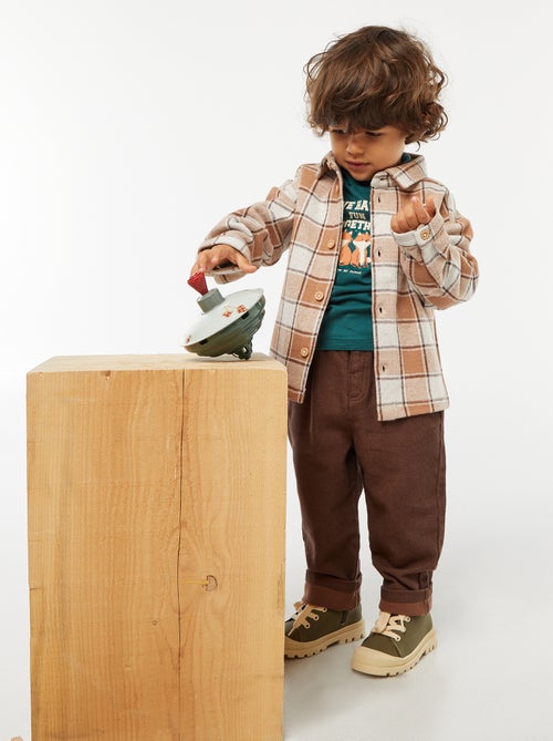 Camisola interior de gola alta com estampado em relevo - Kiabi