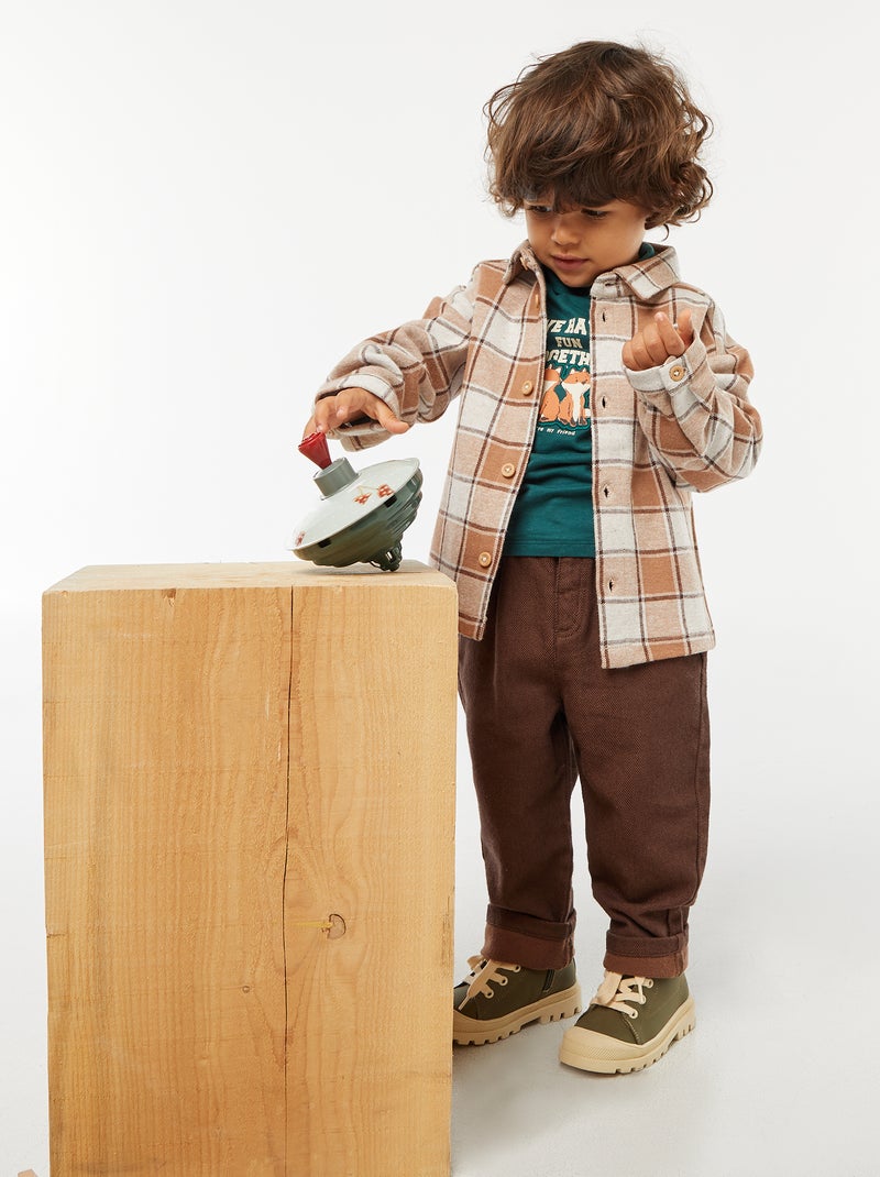 Camisola interior de gola alta com estampado em relevo Verde - Kiabi