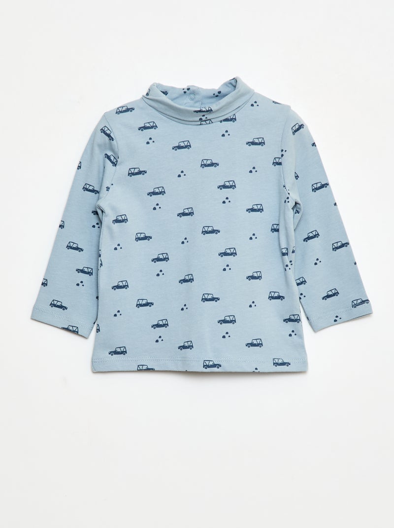 Camisola interior de gola alta com padrão Azul - Kiabi