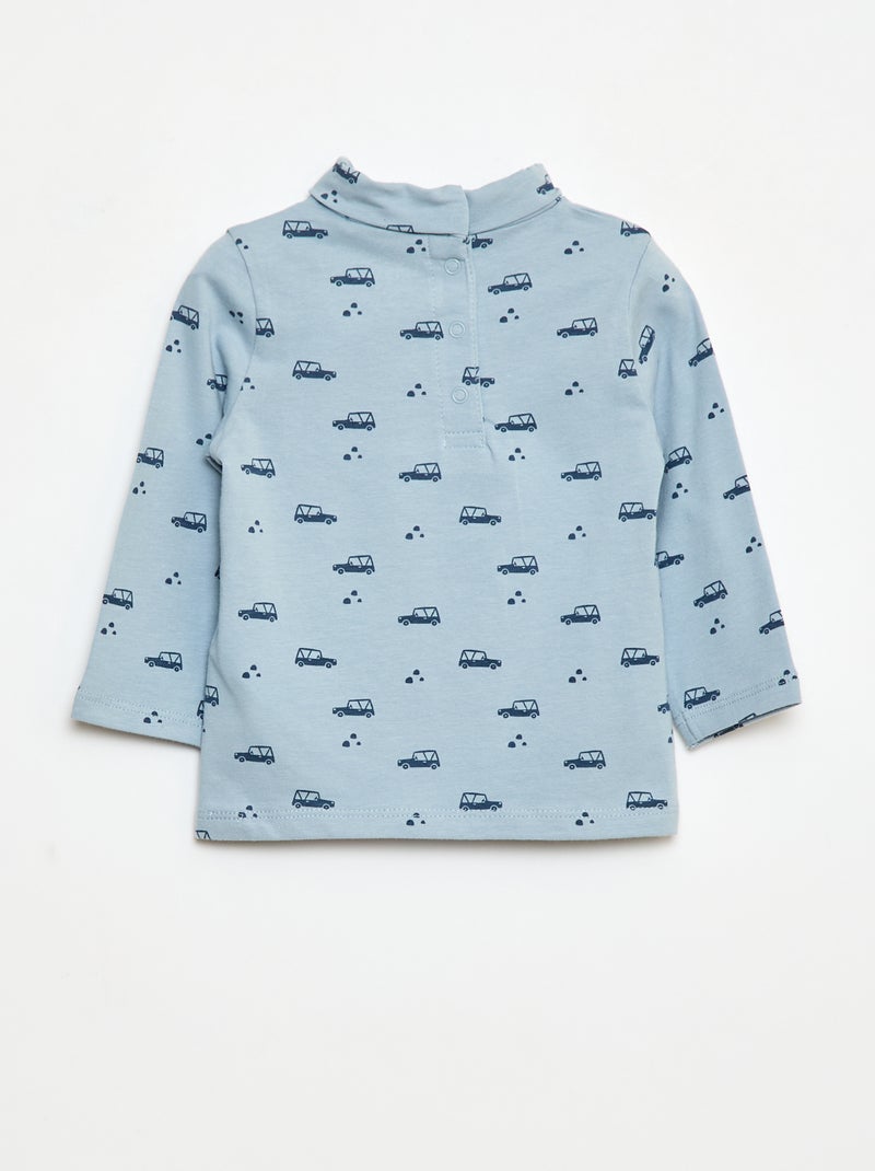 Camisola interior de gola alta com padrão Azul - Kiabi