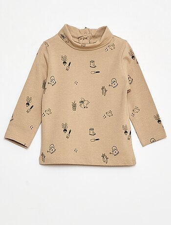 Camisola interior de gola alta com padrão