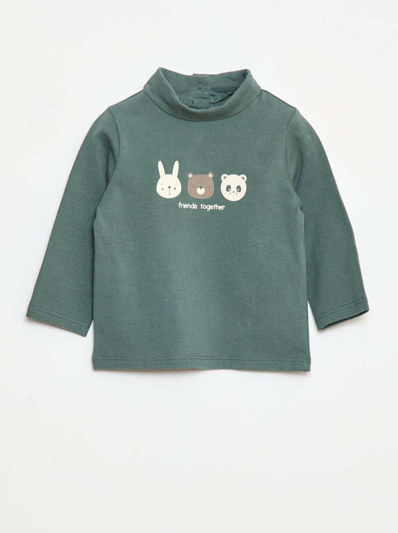 Camisola interior de gola alta com padrão Verde - Kiabi