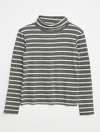 Camisola interior de gola alta com riscas