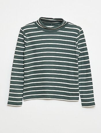 Camisola interior de gola alta com riscas