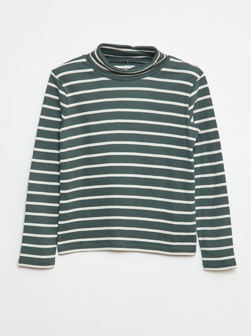 Camisola interior de gola alta com riscas - Kiabi