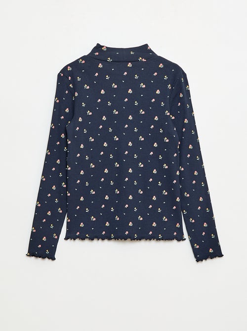 Camisola interior de gola alta em algodão canelado - Kiabi