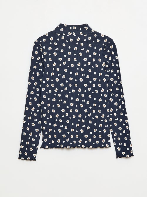 Camisola interior de gola alta em algodão canelado - Kiabi