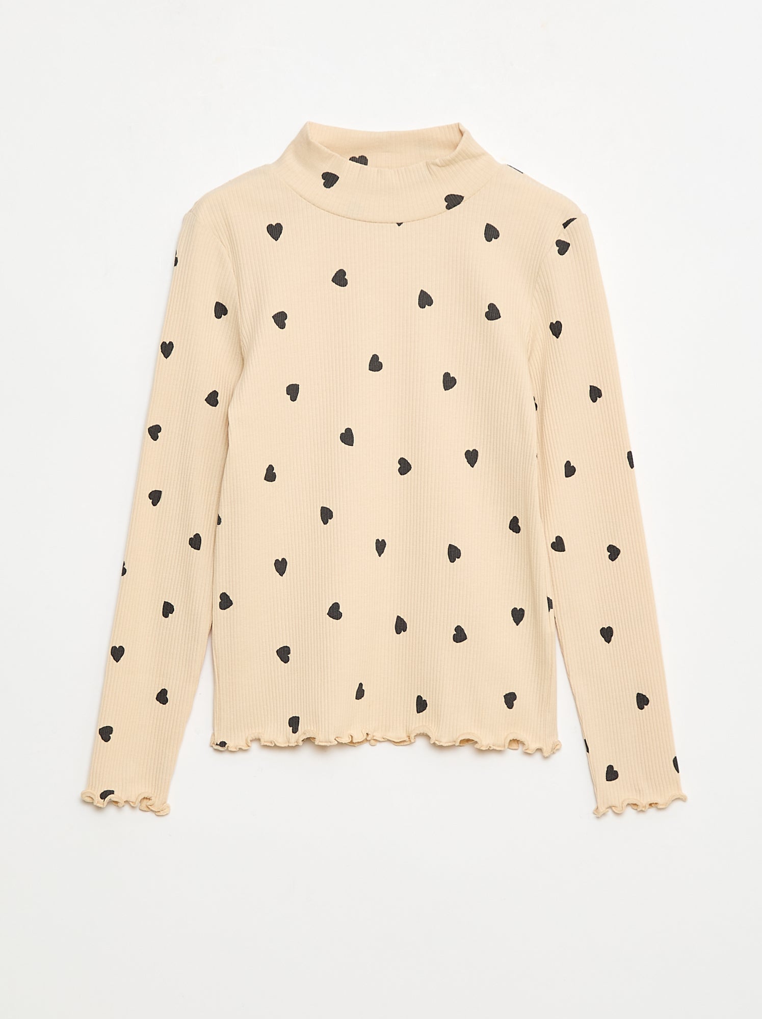 Camisola interior de gola alta em algodão canelado