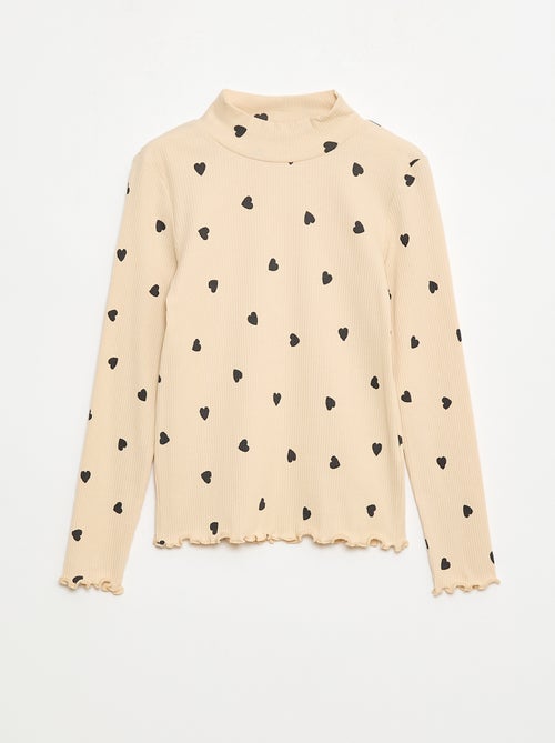 Camisola interior de gola alta em algodão canelado - Kiabi