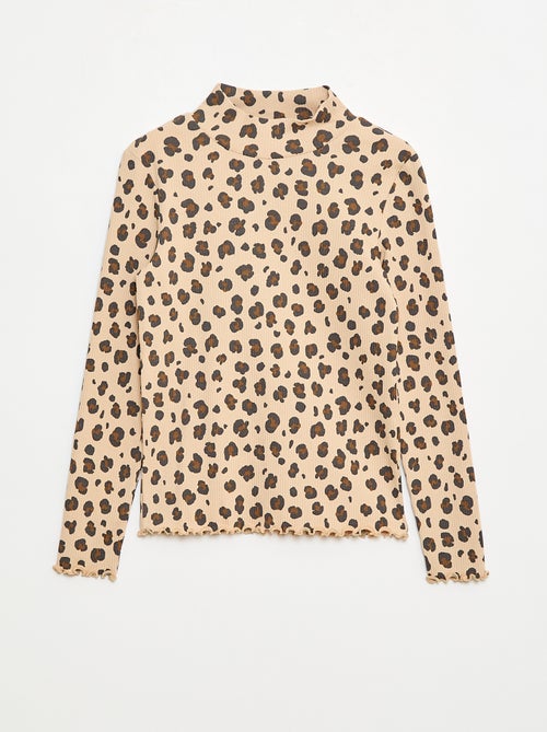 Camisola interior de gola alta em canelado de algodão - Kiabi