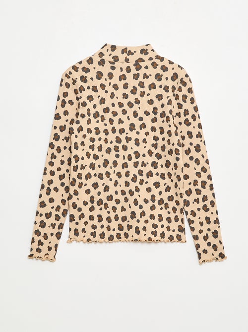 Camisola interior de gola alta em canelado de algodão - Kiabi