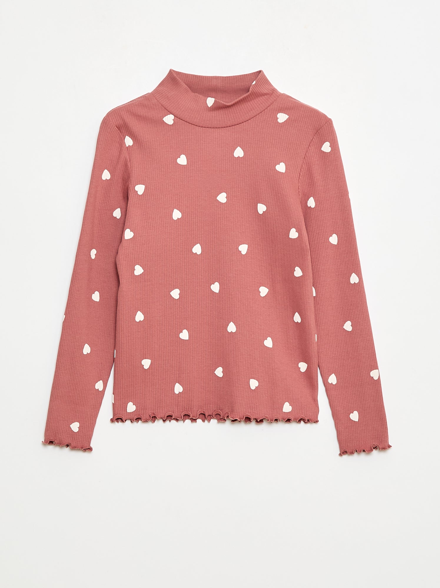 Camisola interior de gola alta em malha canelada de algodão