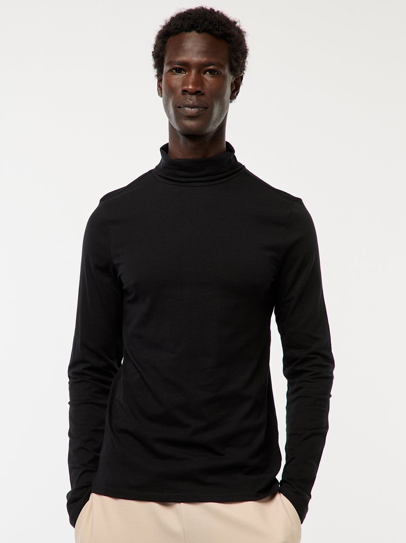 Camisola interior de gola alta lisa Preto - Kiabi