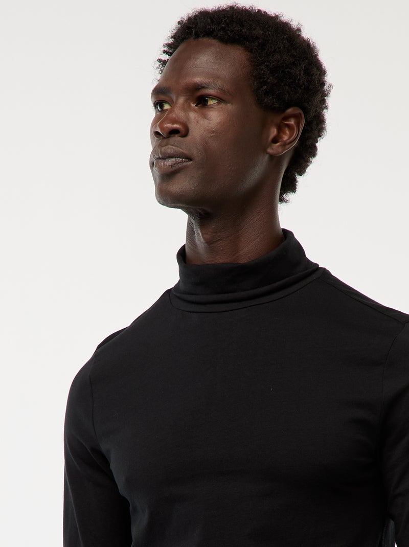 Camisola interior de gola alta lisa Preto - Kiabi