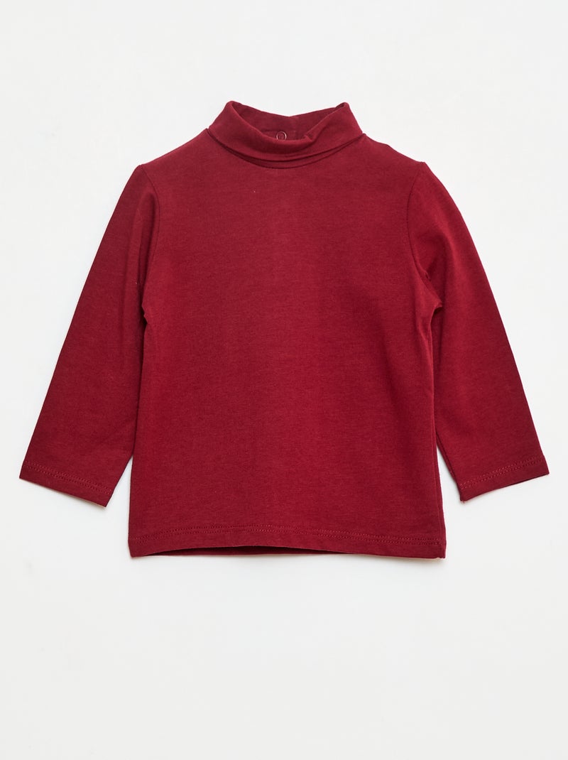 Camisola interior de gola alta lisa Vermelho - Kiabi