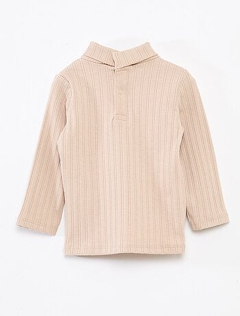 Camisola interior em malha canelada com flores fantasia em algodão