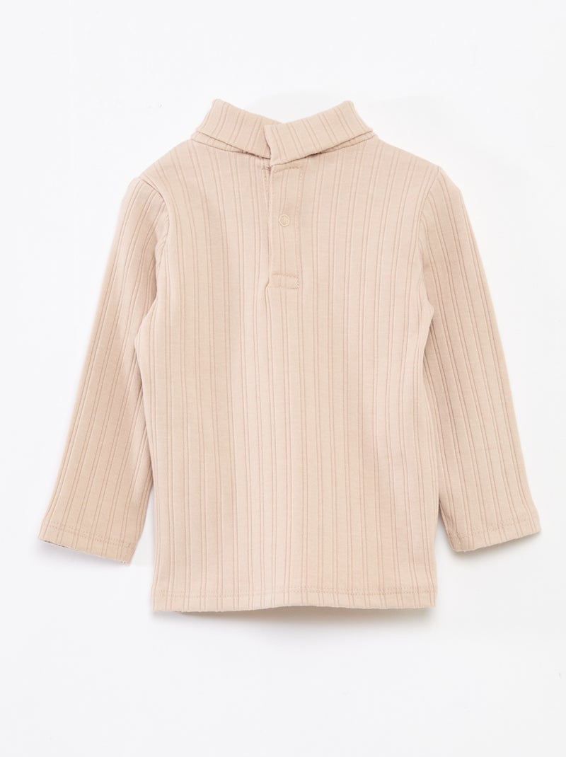 Camisola interior em malha canelada com flores fantasia em algodão Bege - Kiabi