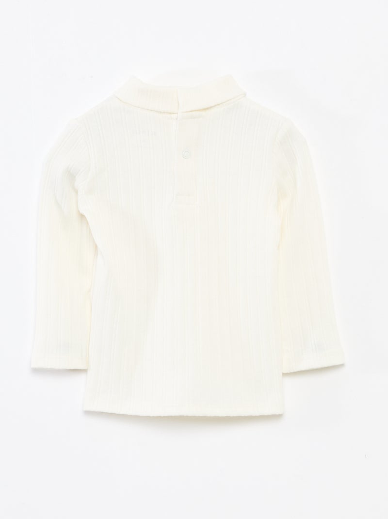 Camisola interior em malha canelada com flores fantasia em algodão Branco - Kiabi