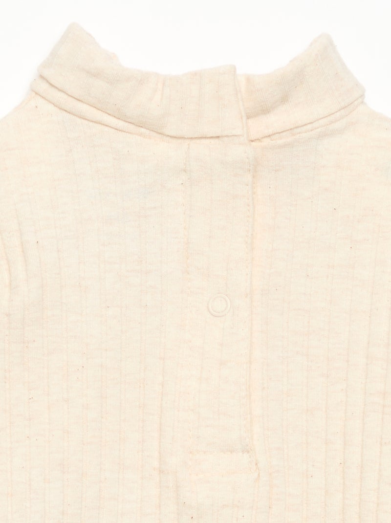 Camisola interior em malha canelada lisa Bege - Kiabi